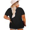 Womens Plus Size V Neck T Shirts Summer Short Sleeve Sexy Tops T-Shirts Tunic Casual Loose Fit Soft Basic Tees(01-black)
