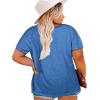 Womens Plus Size V Neck T Shirts Summer Short Sleeve Sexy Tops T-Shirts Tunic Casual Loose Fit Soft Basic Tees(01-blue)