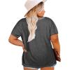 Womens Plus Size V Neck T Shirts Summer Short Sleeve Sexy Tops T-Shirts Tunic Casual Loose Fit Soft Basic Tees(01-dark Grey)