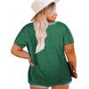 Womens Plus Size V Neck T Shirts Summer Short Sleeve Sexy Tops T-Shirts Tunic Casual Loose Fit Soft Basic Tees(01-green)
