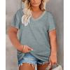 Womens Plus Size V Neck T Shirts Summer Short Sleeve Sexy Tops T-Shirts Tunic Casual Loose Fit Soft Basic Tees(01-grey)