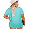 Womens Plus Size V Neck T Shirts Summer Short Sleeve Sexy Tops T-Shirts Tunic Casual Loose Fit Soft Basic Tees(01-light Green)