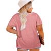 Womens Plus Size V Neck T Shirts Summer Short Sleeve Sexy Tops T-Shirts Tunic Casual Loose Fit Soft Basic Tees(01-light Pink)