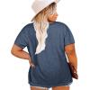 Womens Plus Size V Neck T Shirts Summer Short Sleeve Sexy Tops T-Shirts Tunic Casual Loose Fit Soft Basic Tees(01-navy Blue)