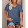 Womens Plus Size V Neck T Shirts Summer Short Sleeve Sexy Tops T-Shirts Tunic Casual Loose Fit Soft Basic Tees(01-navy Blue)