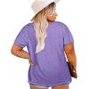 Womens Plus Size V Neck T Shirts Summer Short Sleeve Sexy Tops T-Shirts Tunic Casual Loose Fit Soft Basic Tees(01-purple)