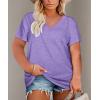 Womens Plus Size V Neck T Shirts Summer Short Sleeve Sexy Tops T-Shirts Tunic Casual Loose Fit Soft Basic Tees(01-purple)