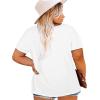 Womens Plus Size V Neck T Shirts Summer Short Sleeve Sexy Tops T-Shirts Tunic Casual Loose Fit Soft Basic Tees(01-white)