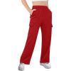 Girls Kids Cargo Sweatpants Wide Straight Leg Jogger Pants 5-14 Years(Red)