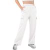 Girls Kids Cargo Sweatpants Wide Straight Leg Jogger Pants 5-14 Years(White)