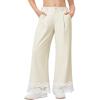 Girls Wide Leg Pants Kids Fashion Lace Hem Elastic Waist Uniform Pants Slacks with Pockets 5-14 Years(Beige)