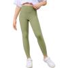 Haloumoning Girls Athletic Leggings with Pockets Kids High Waist Active Tights Dance Running Yoga Pants 5-14 Years(Light Green)