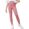 Haloumoning Girls Athletic Leggings with Pockets Kids High Waist Active Tights Dance Running Yoga Pants 5-14 Years(Pink)