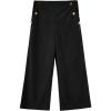 Haloumoning Girls Wide Leg Corduroy Pants Kids Elastic Waist Gold Button Trousers with Pockets 5-14 Years(Black)