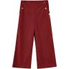 Haloumoning Girls Wide Leg Corduroy Pants Kids Elastic Waist Gold Button Trousers with Pockets 5-14 Years(Wine Red)