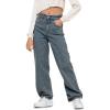Haloumoning Girls Wide Leg Rhinestone Jeans Kids Baggy Elastic Waisted Denim Pants with Pockets 5-14 Years(Blue-gray)