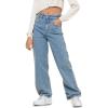Haloumoning Girls Wide Leg Rhinestone Jeans Kids Baggy Elastic Waisted Denim Pants with Pockets 5-14 Years(Light Blue)