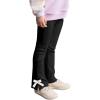 Haloumoning Toddler Baby Girl Flare Pants Kids Ribbed Elastic Waist Leggings Bowtie Bell Bottom 2-10T(Black)