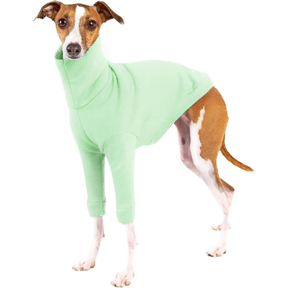 image:imageDog Fleece Sweater Turtleneck Long Sleeve Pullover Sweatshirt Warm Puppy Clothes for Small Medium DogsLight Green