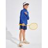 Haloumoning Boys Quarter Zip Sweatshirt Long Sleeve Athletic Pullover for Kids Workout Tops 5-14 Years(Blue)