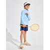 Haloumoning Boys Quarter Zip Sweatshirt Long Sleeve Athletic Pullover for Kids Workout Tops 5-14 Years(Light Blue)