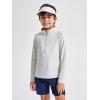 Haloumoning Boys Quarter Zip Sweatshirt Long Sleeve Athletic Pullover for Kids Workout Tops 5-14 Years(Light Gray)