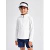 Haloumoning Boys Quarter Zip Sweatshirt Long Sleeve Athletic Pullover for Kids Workout Tops 5-14 Years(White)