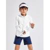 Haloumoning Boys Quarter Zip Sweatshirt Long Sleeve Athletic Pullover for Kids Workout Tops 5-14 Years(White)