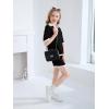 Haloumoning Girls 2 Piece Outfits Kids Short Sleeve V Neck Knit Tops High Waisted Shorts Casual Sweater Lounge Sets(Black)