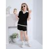 Haloumoning Girls 2 Piece Outfits Kids Short Sleeve V Neck Knit Tops High Waisted Shorts Casual Sweater Lounge Sets(Black)