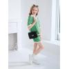 Haloumoning Girls 2 Piece Outfits Kids Short Sleeve V Neck Knit Tops High Waisted Shorts Casual Sweater Lounge Sets(Green)