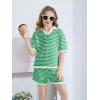 Haloumoning Girls 2 Piece Outfits Kids Short Sleeve V Neck Knit Tops High Waisted Shorts Casual Sweater Lounge Sets(Green)