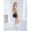 Haloumoning Girls 2 Piece Outfits Kids Short Sleeve V Neck Knit Tops High Waisted Shorts Casual Sweater Lounge Sets(Khaki)
