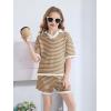 Haloumoning Girls 2 Piece Outfits Kids Short Sleeve V Neck Knit Tops High Waisted Shorts Casual Sweater Lounge Sets(Khaki)
