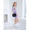 Haloumoning Girls 2 Piece Outfits Kids Short Sleeve V Neck Knit Tops High Waisted Shorts Casual Sweater Lounge Sets(Light Purple)