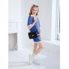 Haloumoning Girls 2 Piece Outfits Kids Short Sleeve V Neck Knit Tops High Waisted Shorts Casual Sweater Lounge Sets(Royal Blue)