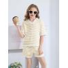 Haloumoning Girls 2 Piece Outfits Kids Short Sleeve V Neck Knit Tops High Waisted Shorts Casual Sweater Lounge Sets(White)