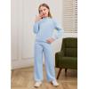 Haloumoning Girls 2 Piece Outfits Sweatsuit Kids Mock Neck Sweatshirt Wide Leg Pants Tracksuits Fall Outfits 5-14 Years(Light Blue)