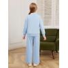 Haloumoning Girls 2 Piece Outfits Sweatsuit Kids Mock Neck Sweatshirt Wide Leg Pants Tracksuits Fall Outfits 5-14 Years(Light Blue)