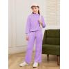 Haloumoning Girls 2 Piece Outfits Sweatsuit Kids Mock Neck Sweatshirt Wide Leg Pants Tracksuits Fall Outfits 5-14 Years(Purple)