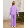 Haloumoning Girls 2 Piece Outfits Sweatsuit Kids Mock Neck Sweatshirt Wide Leg Pants Tracksuits Fall Outfits 5-14 Years(Purple)