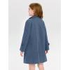 Haloumoning Girls Double Breasted Pea Coat Kids Long Sleeve Notched Lapel Winter Dress Coat With Pockets 5-14 Years(Blue-gray)