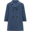 Haloumoning Girls Double Breasted Pea Coat Kids Long Sleeve Notched Lapel Winter Dress Coat With Pockets 5-14 Years(Blue-gray)