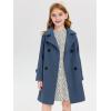 Haloumoning Girls Double Breasted Pea Coat Kids Long Sleeve Notched Lapel Winter Dress Coat With Pockets 5-14 Years(Blue-gray)