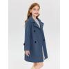 Haloumoning Girls Double Breasted Pea Coat Kids Long Sleeve Notched Lapel Winter Dress Coat With Pockets 5-14 Years(Blue-gray)