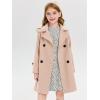Haloumoning Girls Double Breasted Pea Coat Kids Long Sleeve Notched Lapel Winter Dress Coat With Pockets 5-14 Years(Nude Pink)