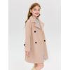 Haloumoning Girls Double Breasted Pea Coat Kids Long Sleeve Notched Lapel Winter Dress Coat With Pockets 5-14 Years(Nude Pink)