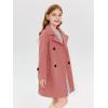 Haloumoning Girls Double Breasted Pea Coat Kids Long Sleeve Notched Lapel Winter Dress Coat With Pockets 5-14 Years(Pink)