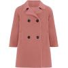 Haloumoning Girls Double Breasted Pea Coat Kids Long Sleeve Notched Lapel Winter Dress Coat With Pockets 5-14 Years(Pink)