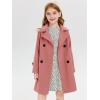 Haloumoning Girls Double Breasted Pea Coat Kids Long Sleeve Notched Lapel Winter Dress Coat With Pockets 5-14 Years(Pink)